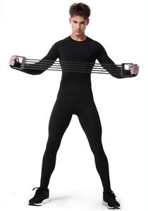 Conjunto de 2 Piezas para Hombre, Pantalones de Compresión Sólidos y Camiseta de Manga Larga, Transpirable, de Secado Rápido, Forro Polar, Corte Ajustado, para Correr y Senderismo - Product Image 5