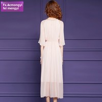 Robe d'été pour femme FMY56363, style français, douce, amincissante, fluide, en soie, coupe trapèze, 100% soie de mûrier, avec manches volantées