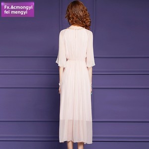 <span class=keywords><strong>Robe</strong></span> d'été pour femme FMY56363, style français, douce, amincissante, <span class=keywords><strong>fluide</strong></span>, en <span class=keywords><strong>soie</strong></span>, coupe trapèze, 100% <span class=keywords><strong>soie</strong></span> de mûrier, avec manches volantées - Product Image 2