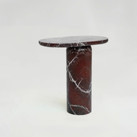 Table d'appoint élégante en marbre Rosso Lepanto, table basse ovale en pierre pour salon, table d'appoint de canapé sur mesure
