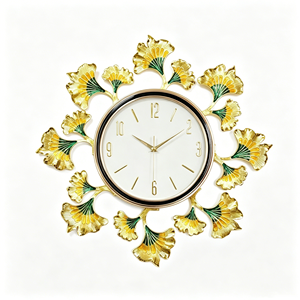 Luxury Golden Ginkgo Leaf Metal Art Deco Antique Silent Quartz Wall <strong>Clock</strong> <strong>Large</strong> Decor for Living Room Home - Product Image 6
