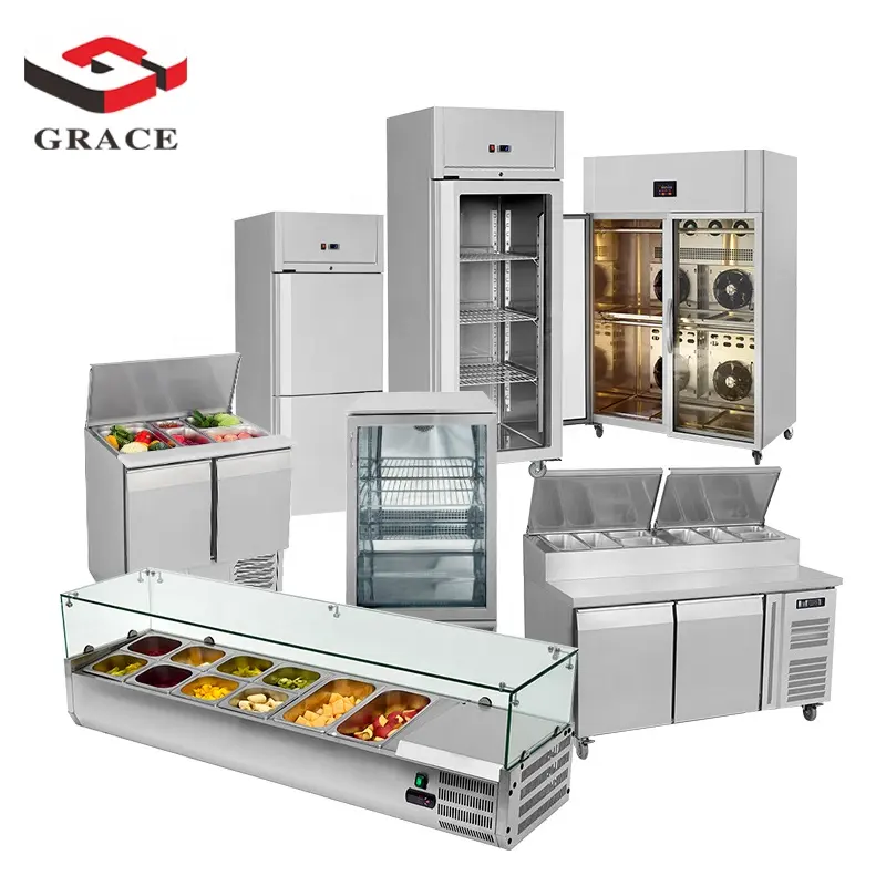 GRACE Commercial Freezer Fan Cooling Upright Chiller 2 Door Refrigerator Equipment for Commercial Kitchen Equipment