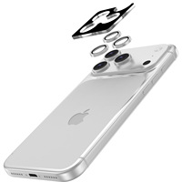 Protection d'objectif d'appareil photo en verre trempé HD transparent antichoc 9H avec paillettes, étanche, pour téléphones mobiles 17, 16, 15 Pro (vente en gros)