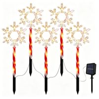 Lampes solaires LED cinq-en-un pour Noël, décoratives, étanches, en forme de pentagramme et de flocon de neige, pour l'aménagement paysager extérieur
