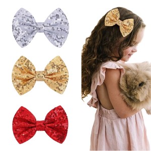 Trẻ Em Dễ Thương <span class=keywords><strong>Satin</strong></span> Ribbon Tóc Clip Với Lấp Lánh Sequin Bow Công Chúa Hoa Tóc Phụ Kiện Cô Gái Nhỏ Tóc Trang Trí - Product Image 1