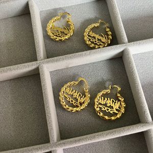 Dropshipping Boucles d'oreilles créoles grande taille pour femmes Bijoux personnalisables en acier inoxydable Nom du zodiaque personnalisé Tendance pour les fêtes - Product Image 5