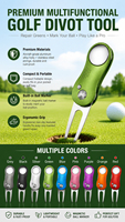 Outil de réparation de divots de golf à design escamotable, fourche de réparation de green, accessoire de golf pour la réparation des marques de balle sur le green