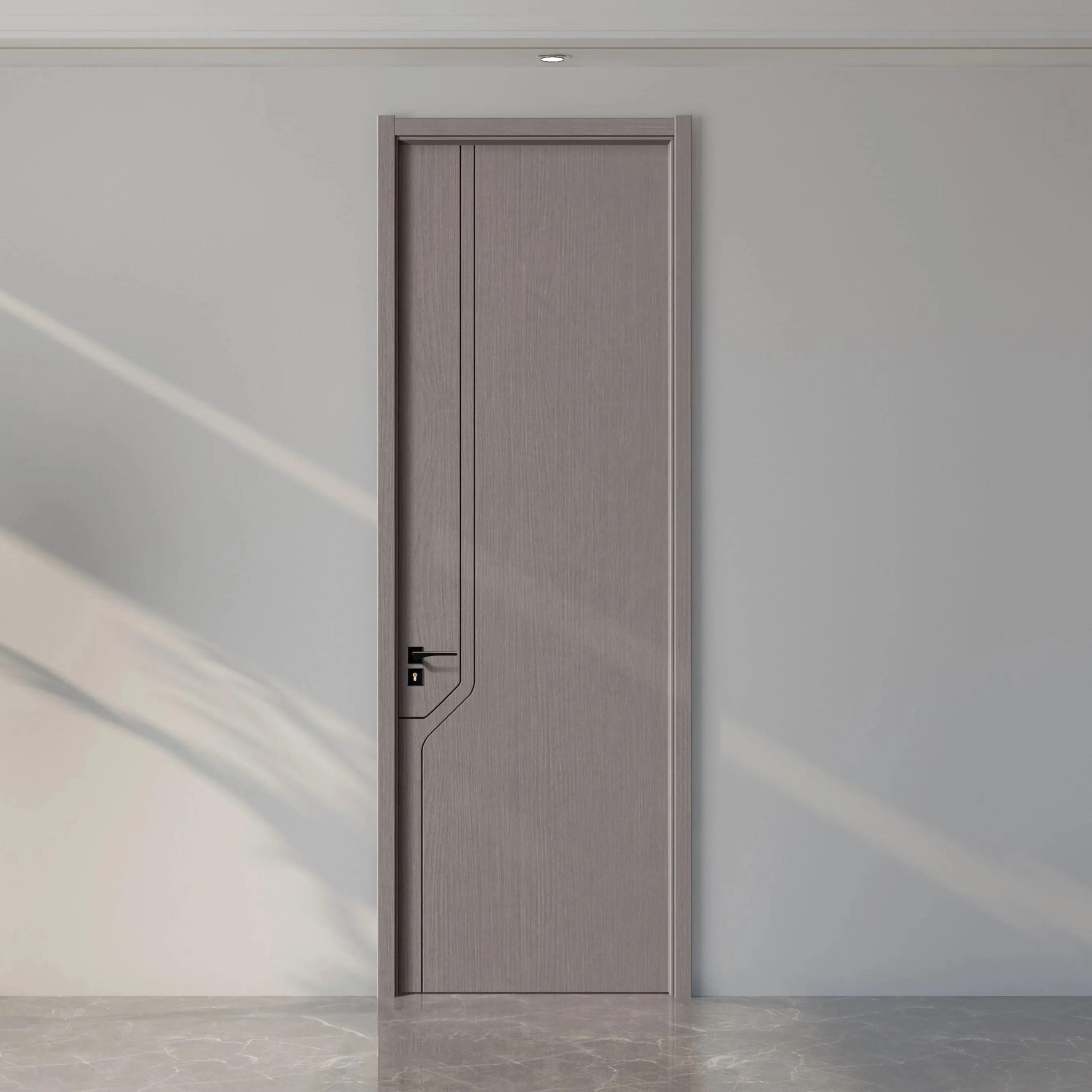 ประตูพีวีซีประตูไม้พีวีซีแบบโมเดิร์นประตูห้องน้ำ