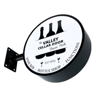 Série de boîtes lumineuses rondes en acrylique, éclairées, étanches pour l'extérieur, avec côtés métalliques, pour steakhouse, buffet, restaurant