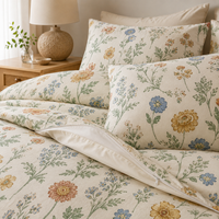 Parure de lit imprimée marguerites de jardin OEM ODM personnalisée avec housse de couette à fermeture éclair et taies d'oreiller pour la vente en gros et l'approvisionnement domestique