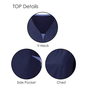 Women's Short Sleeve Scrub Set Breathable Knitted Split Suit For Medical Spa Workwear S XXL - Product Image 3