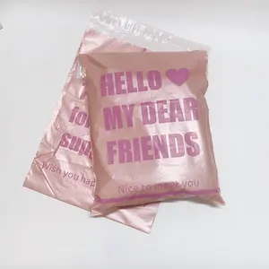 Nuevo diseño personalizado Bolsa de envío ecológica Gracias Impresión Sobres adhesivos Bolsa Rosa Poly Mailers para ropa