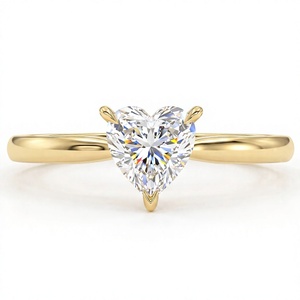 Anillo de Compromiso Romántico para Mujer, Chapado en Oro de 18K/14K, con Diamante Cultivado en Laboratorio en Forma de Corazón, Anillo Clásico con Diamante Cultivado en Laboratorio VVS - Product Image 1