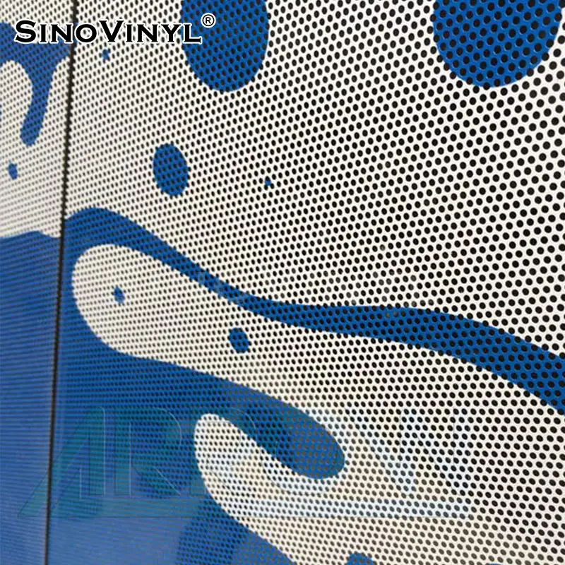 SINOVINYL PVC autocollant publicité impression amovible colle auto-adhésif Vision à sens unique vinyle fenêtre verre autocollant film