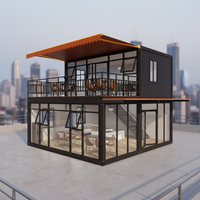 Maison préfabriquée en conteneur de 20 pieds, bar, café, 2 étages, panneaux sandwich EPS, structure en acier, bâtiment modulaire, résistance au vent de classe 12