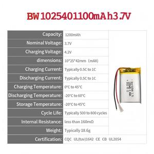 Bw 102540 3.7V 1100mAh Li-ion có thể sạc lại pin LiPo pin di động - Product Image 3