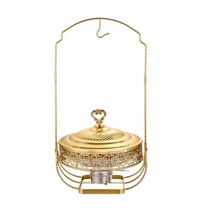 Réchaud à alcool en acier inoxydable décoré de strass et bordé de dentelle, avec couvercle, circulaire, 4,5L, 6L, 8L, équipement de maintien au chaud de qualité hôtelière - Product Image 5