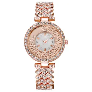 Phụ Nữ Đồng Hồ Vàng Tone Hợp Kim Rhinestone Thạch Anh Đồng Hồ Phong Cách Bling Ăn Mặc Đồng Hồ Đồng Hồ Đeo Tay Cho Ngày Valentine