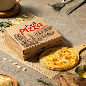 Упаковка для пиццы на заказ: перерабатываемые коробки из крафт-бумаги и белые коробки для доставки, порций, еды на вынос и упаковки для продуктов. - Product Image 2