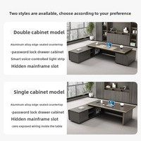 Ensemble bureau et chaise de direction LBZ-148X, design minimaliste moderne haut de gamme en forme de L avec rangement sous le bureau