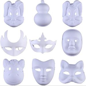 Masques en pulpe <span class=keywords><strong>de</strong></span> papier blancs à peindre, masques artisanaux vierges pour déguisements, décorations <span class=keywords><strong>de</strong></span> fête d'Halloween pour femmes et hommes - Product Image 2