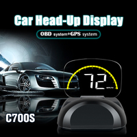 Speedometer mobil bulat Universal, Speedometer Digital 3 inci dengan kaca depan, tampilan kepala Universal C700S OBD2