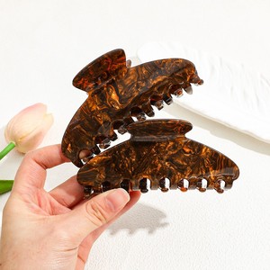 New Coffee Wood Grain Hair Claw French Luxury Large Shark <b>Clip</b> Elegant Back Head Styling Women Hair Accessories - Product Image 5