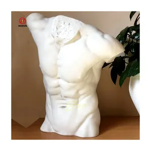 Statue en marbre du torse de Gaddi, sculpture en pierre de buste masculin nu de style hellénique - Product Image 1