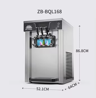 Machine à glace molle 3 saveurs 110V de bureau modèle 168 en acier inoxydable 1300W certifiée Energy Star pour usage commercial