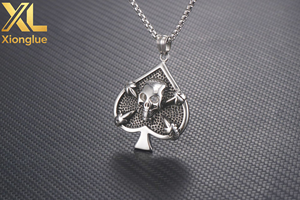 Hot Selling Personality Stainless Steel Vintage <b>Playing</b> <b>Cards</b> Spade Pendant Mens Heart Shape Pendant - Product Image 3