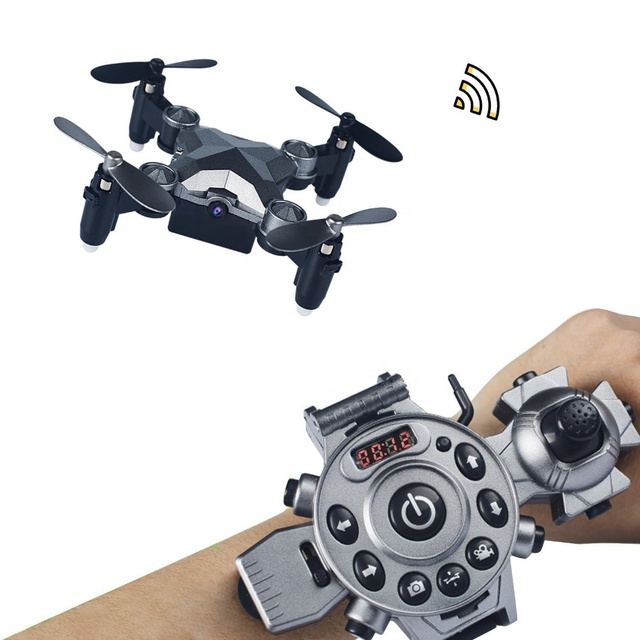 Portable Mini Watch Style Remote Control Fold Drone With 4 Axis FPV Camera 0.3MP Aerial Photography Toy