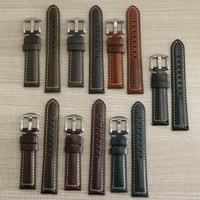 Bracelet de montre en cuir véritable pour homme, style vintage, en cuir de vachette Crazy Horse, boucle à ardillon, 24 mm/26 mm