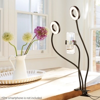 Andoer 3.5 pouces Clip-On Mini USB Ring Light Fill-in Lamp Dual 3 Modes d'éclairage Dimmable Flexible Arms Design Ring Light