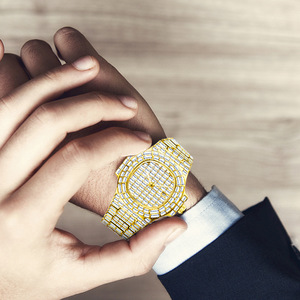 Hoàn toàn Baguette kim cương Đồng hồ nam hip hop phong cách người đàn ông Đồng hồ thương hiệu hàng đầu sang trọng AAA thạch anh nam cổ tay đồng hồ người đàn ông đồ trang sức nóng - Product Image 6