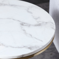 Table basse ronde moderne en acier inoxydable doré avec plateau en marbre, idéale pour le salon, le canapé ou comme table d'appoint de chambre à coucher – Grande Vente