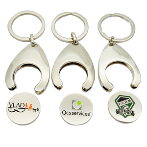 Hot Selling Custom Logo Round Supermarket Metal Shopping Cart Pound Key Chain Keychain <strong>Trolley</strong> <strong>Coin</strong> - Product Image 1
