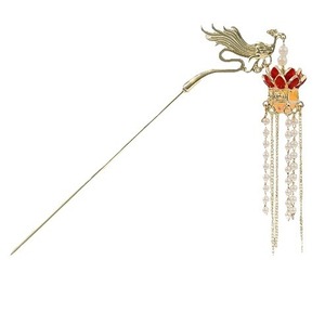 Pinzas para el pelo estilo chino con flor luminosa y flecos de perlas, pasadores de pelo con borlas de flores, palillos para el pelo retro hechos a mano de lujo - Product Image 5