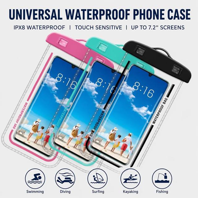 Wholesale Universal Waterproof Phone Pouch Case IPX8 Submersible Dry Bag for Swimming Diving with Adjustable Lanyard Strap