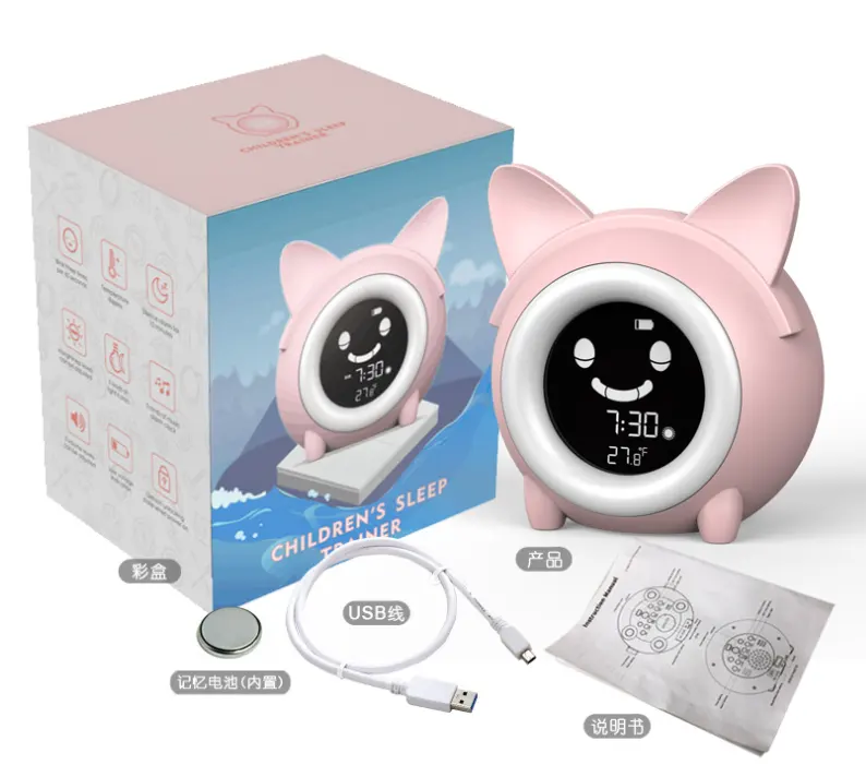 Benutzer definierte begabte Einzel händler Papier Paket Box für moderne Design Katze Baby Schlaf Trainer Musik Wecker Nachtlichter LED