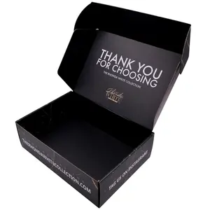 Caja de cartón corrugado con logotipo personalizado para embalaje, disponible en color negro