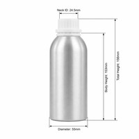 Bouteille d'huile essentielle en aluminium poli de 250 ml, bouchon blanc, protection UV, double joint, portable, OEM B2B