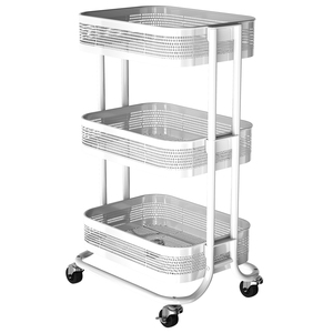 3 Tier Metal Utility Service Cart Rolling Storage Organizer Shelves Storage Utility Cart