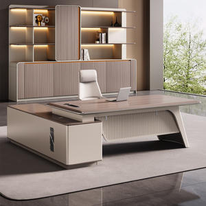 Muebles de Oficina Ejecutivos Modernos de Lujo en Forma de L, Fotos de Mesa de Oficina Moderna para Jefe, Mesa de Manicura en Forma de L con Aspiradora - Product Image 1