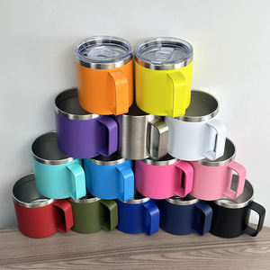 แก้วกาแฟแบบพกพาผนังสองชั้นขนาด 12/14/24 ออนซ์ พร้อมโลโก้สั่งทำพิเศษ แก้วน้ำสแตนเลสขนาด 16 ออนซ์ พร้อมหูจับและฝาปิด - Product Image 2