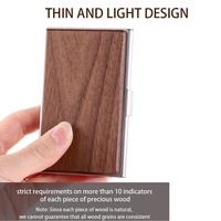 Dompet penyimpan kartu bisnis kayu profesional, dompet penyimpanan saku kayu bambu ramping, tempat kartu bisnis