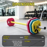 Ensemble d'haltères OKPRO Powerlifting avec logo personnalisé, barre de 20 kg, ensemble de poids en caoutchouc coloré pour salle de sport commerciale, PUMP Sets