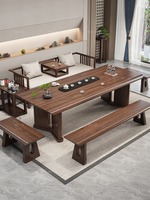 Nouvel ensemble table et chaises en bois massif fait main, durable, noir et or, grande planche, pour bureau et usage domestique, table basse polyvalente