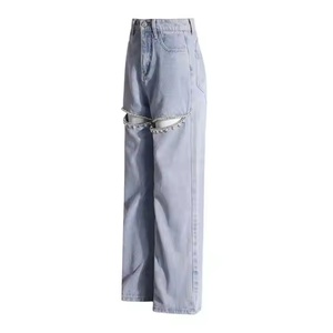 Nouveau style OEM, jean baggy personnalisé avec logo, coupe droite ample, taille basse, jean baggy pour femmes - Product Image 5