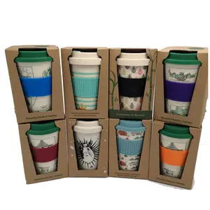 High Quality Portable Custom Print Re-Usable Bamboo Coffee Cups