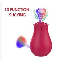 Vibrateur à succion en silicone en forme de rose pour femmes, jouet sexuel pour adultes, modes de vibration multiples, rechargeable par USB, bruit de 50 dB